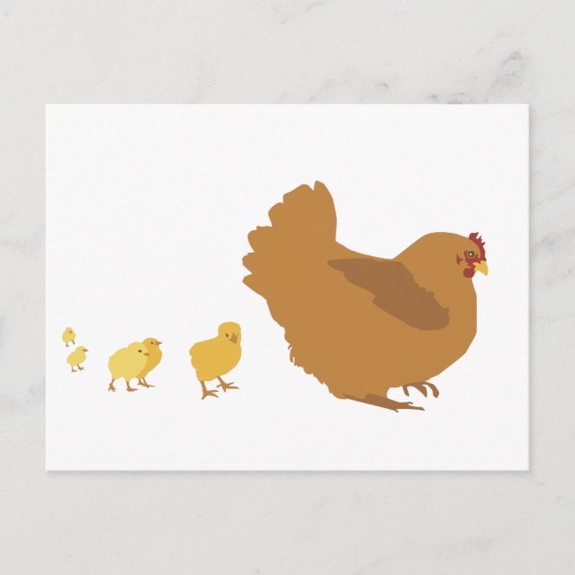 Carte Postale Mère Hen et poules (Devant)