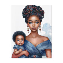 Mère noire et enfant en bleu