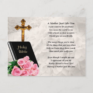 Carte Postale Mère poème - Bible et Rose