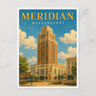 Carte Postale Meridian Mississippi Threefoot Building GeoSaga