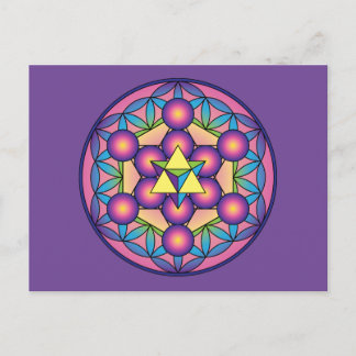 Carte Postale Merkaba, le Cube de Metatron sur Flower of life