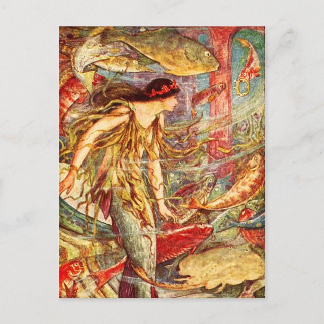 Carte Postale Mermaid Attend Sa Couronne (Devant)