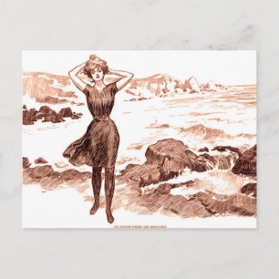 Carte Postale Mermaid Beach Gibson Girl Victorian Antique