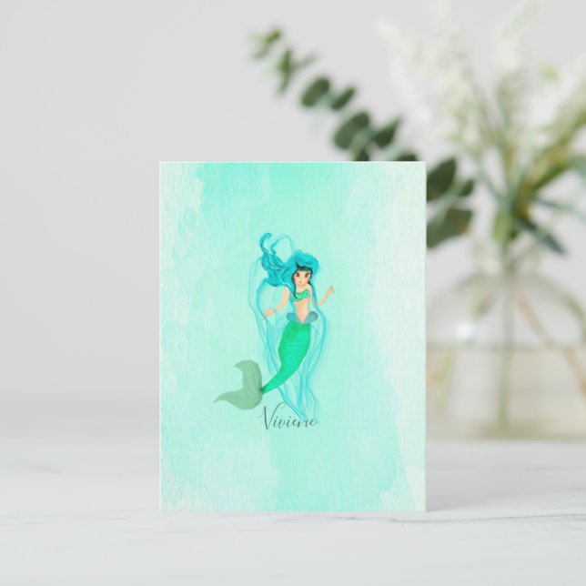 Carte Postale Mermaid Blue Green Tail personnel (Debout devant)