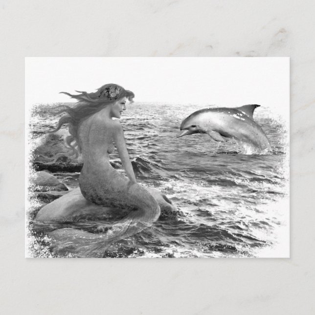 Carte Postale Mermaid et Dolphin (Devant)