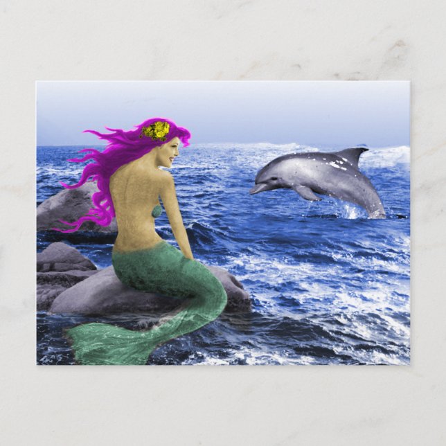Carte Postale Mermaid et Dolphin (Devant)