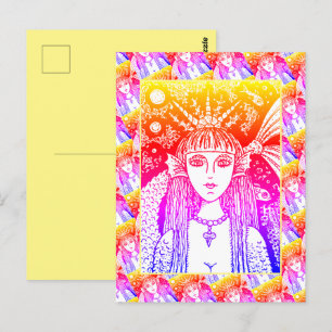 CARTE POSTALE MERMAID GOTHIQUE, SIREN DE MER NOIRE IMAGINAIRE WH