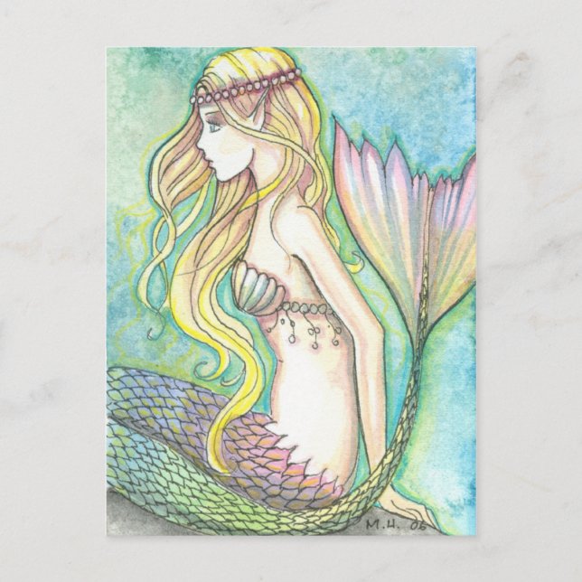 Carte postale Mermaid Rainbow Tail par Molly Harri (Devant)