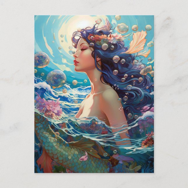 Carte Postale Mermaid Sea Goddess Imaginaire Art (Devant)