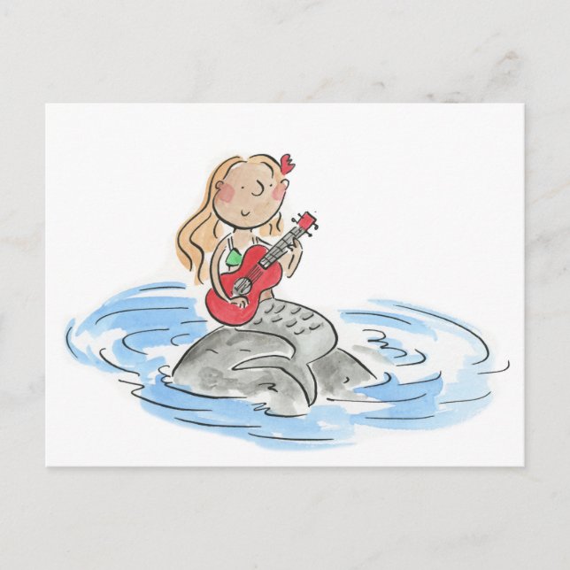 Carte Postale Mermaid Ukulele (Devant)