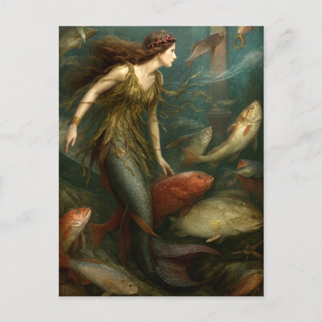 Carte Postale Mermaid Under The Sea With Fish (Devant)