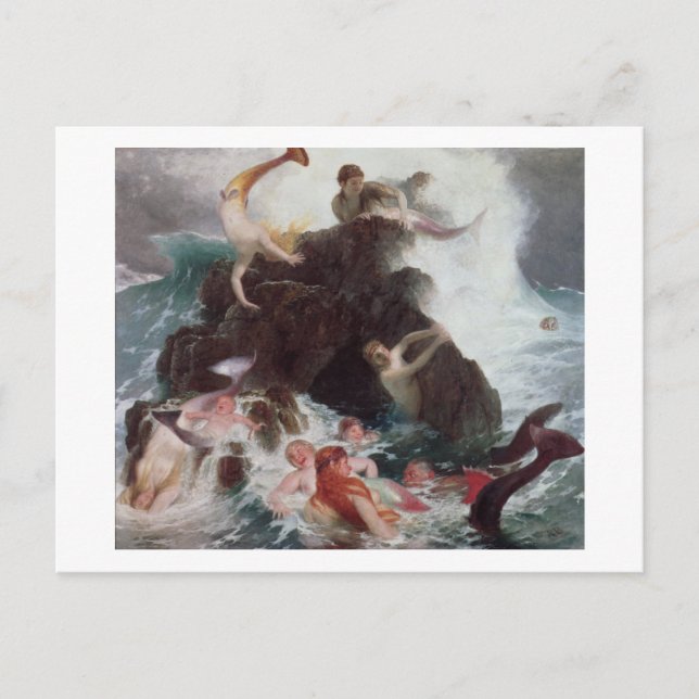 Carte Postale Mermaids à Play, 1886 (huile sur toile) (Devant)
