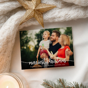 Carte Postale Merriest Noël blanc Calligraphie pleine photo