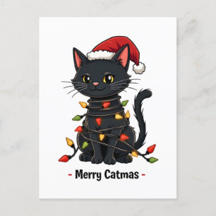 Carte Postale Merry Catmas Funny Noël Amoureux des chats Feline