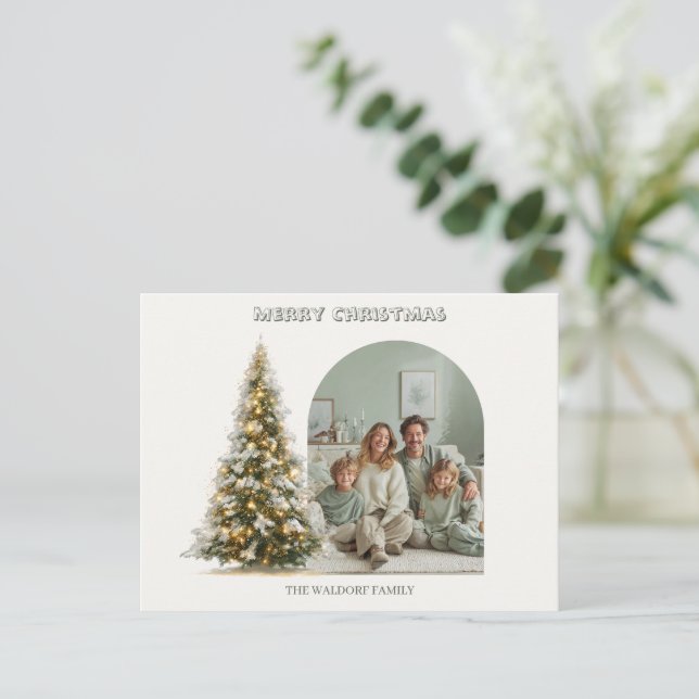 Carte Postale Merry Christmas Family Photo | Custom Holiday Card (Debout devant)