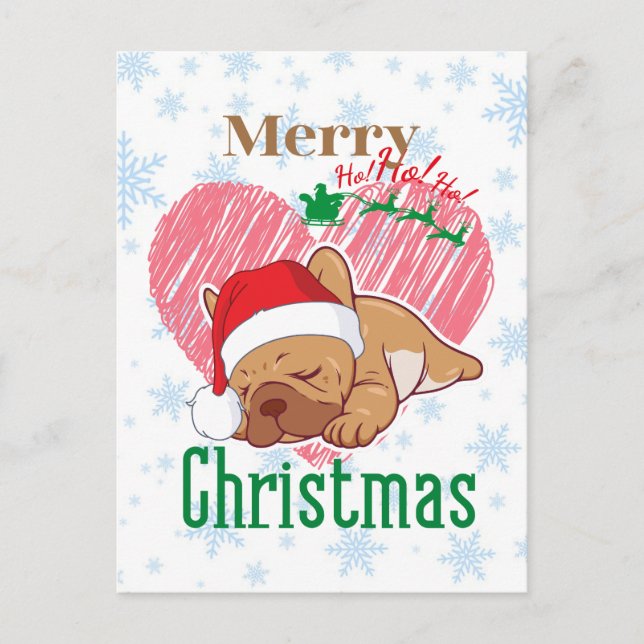 Carte Postale Merry Christmas | French bulldog   (Devant)