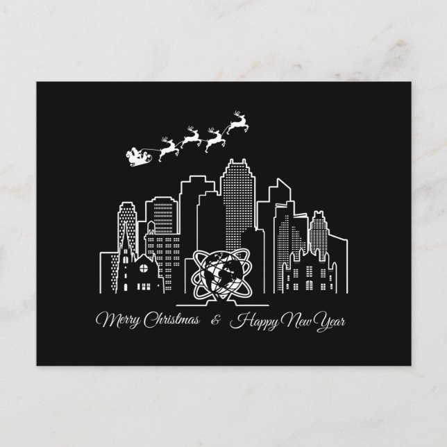 Carte Postale Merry Christmas Happy New Year Queens New York (Devant)