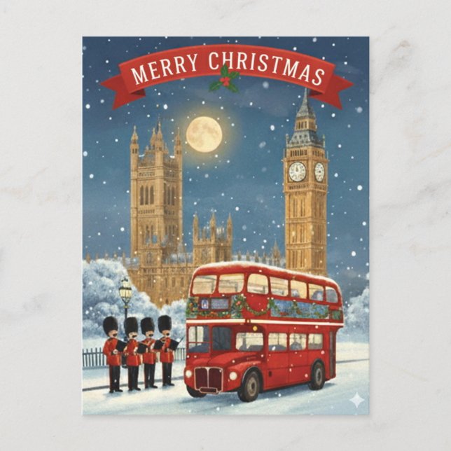 Carte Postale Merry Christmas London Theme (Devant)