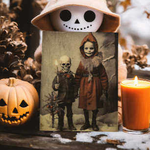 Carte Postale Merry Creepmas Skeletons Éffrayants Gothique Vinta