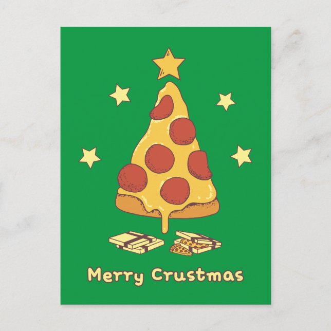 Carte Postale Merry Crustmas - Pizza Christmas (Devant)