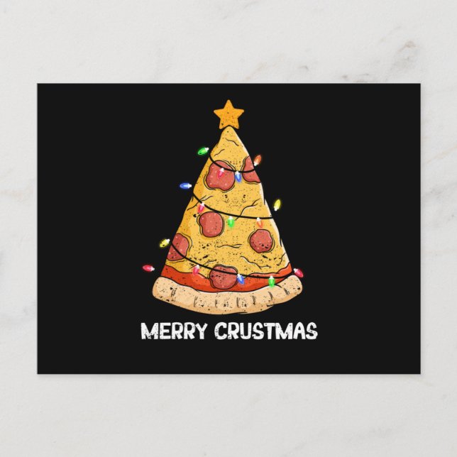 Carte Postale Merry Crustmas Pizza Christmas Tree Christmas (Devant)