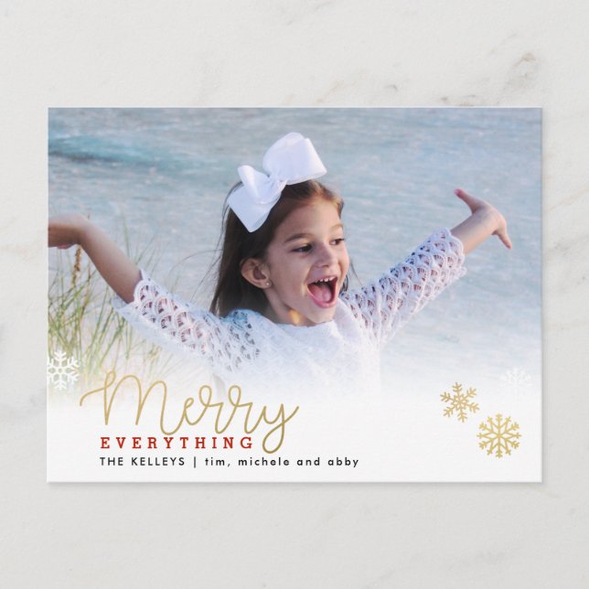 Carte postale Merry Everything Gold Photo Holiday (Devant)