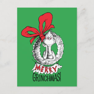 Carte Postale Merry Grinchmas Wreath the Grinch