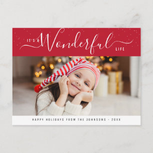 Carte Postale merveilleuse vie rouge & blanc lettrage noël
