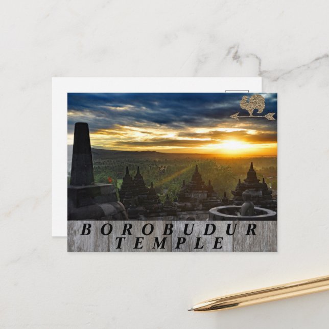 Carte Postale Merveilleux Borobudur Indonésie (Devant/Arrière en situation)