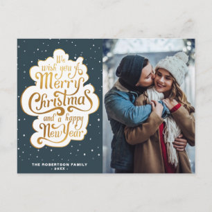 Carte Postale merveilleux lettrage photo noël vacances