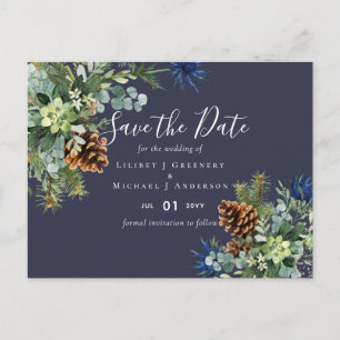 Carte Postale Merveilleux Paysage de Mariage d'Hiver Bleu Chardo