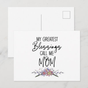 Carte Postale Mes Plus Grandes Bénédictions Appelez-Moi Maman