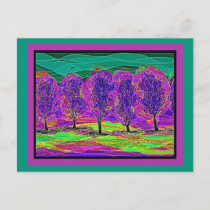 Carte Postale Mes propres arbres violets d'art informatique