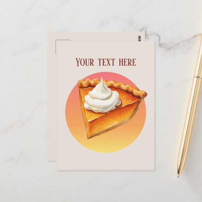 Carte Postale Message d'ajout de tarte citrouille mignon (Devant/Arrière en situation)