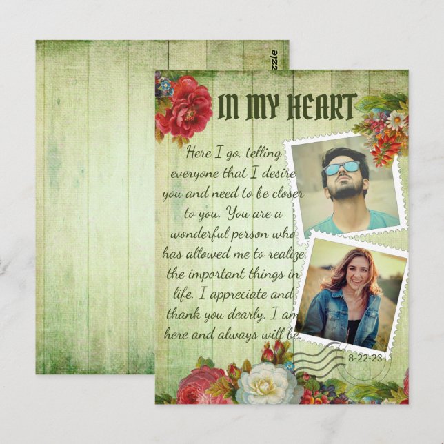 Carte Postale Message d'amour romantique en collage de photos vi (Devant / Derrière)