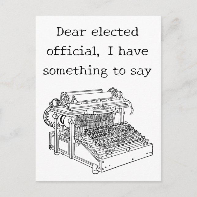 Carte Postale Message de machine à écrire ancienne aux élus (Devant)