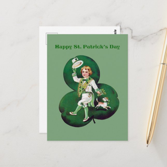 Carte Postale Message du cool Saint Patrick (Devant/Arrière en situation)