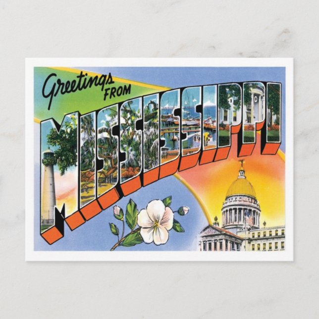 Carte Postale Message du Mississippi aux États-Unis (Devant)