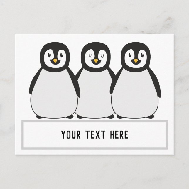 Carte Postale Message texte personnalisé de pingouins (Devant)