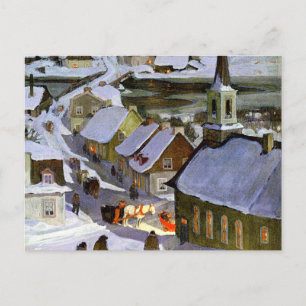 Carte Postale Messe de minuit, peinture d'art,