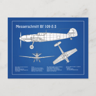 Carte Postale Messerschmitt Bf 109 - Plan d'avion ABD