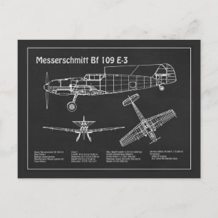 Carte Postale Messerschmitt Bf 109 - Plan d'avion PD