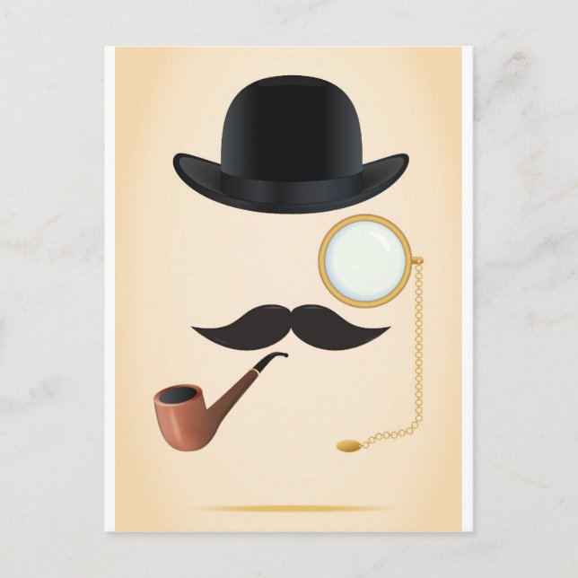 Carte Postale Messieurs Mustache Doit-Dash Monacle & Bowler Casq (Devant)