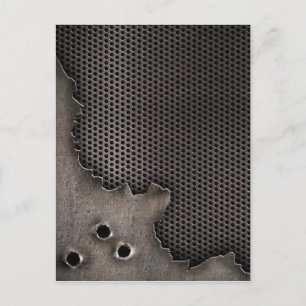 Carte Postale Metal with bullet holes background