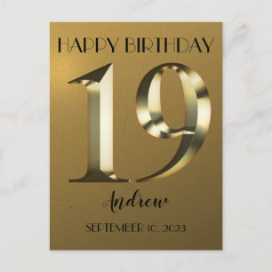 Carte Postale Métallisé or 19e anniversaire