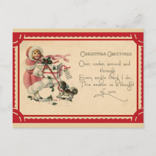 Carte Postale Mete Fille Vintage voeux de Noël