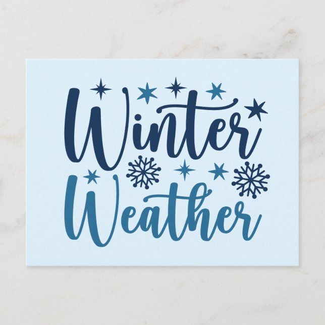 Carte Postale Météo d'hiver - Typographie des Fêtes Neiges (Devant)