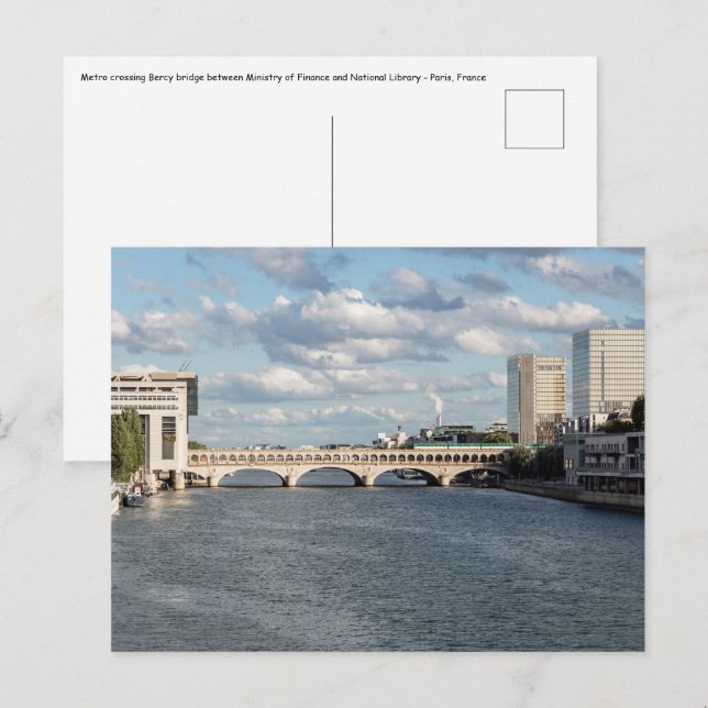 Carte Postale Métro sur le pont Bercy - Paris (Devant / Derrière)