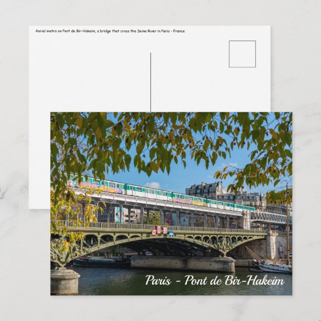 Carte Postale Métro sur le pont Bir-Hakeim - Paris, France (Devant / Derrière)