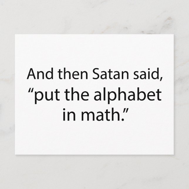 Carte Postale Mettre L'Alphabet En Maths (Devant)